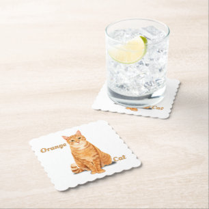 Orange Ginger Tabby Cat Personalized Paper Coaster