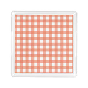 Orange gingham acrylic tray