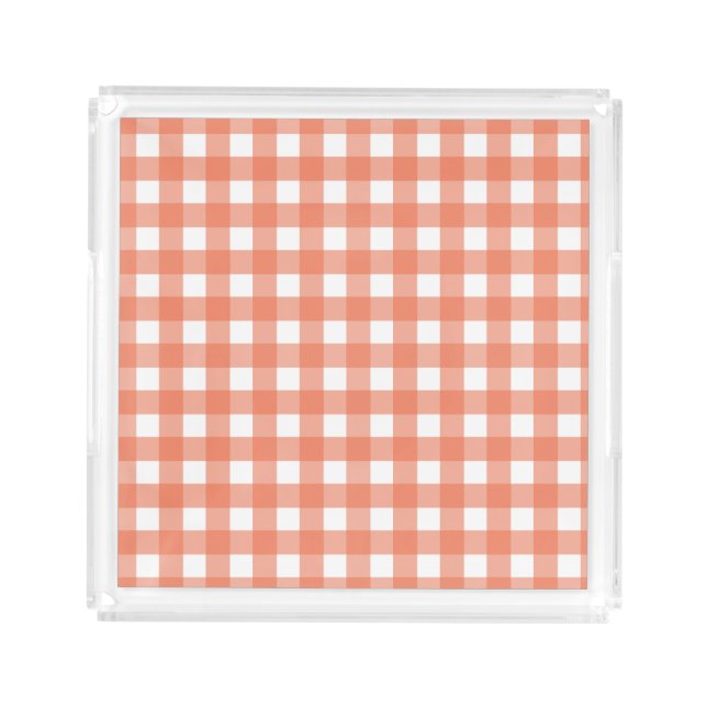 Orange gingham acrylic tray (Front)