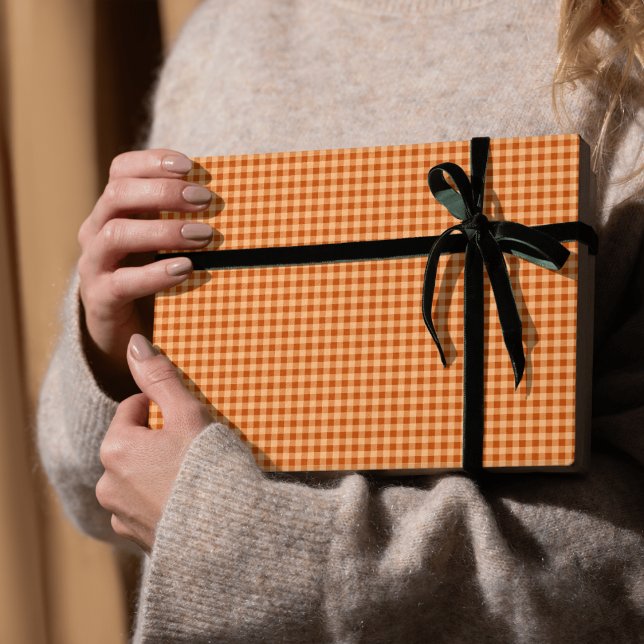 Orange Gingham Autumn Wrapping Paper (Creator Uploaded)