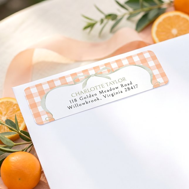 Orange Gingham Baby Shower Label (Creator Uploaded)