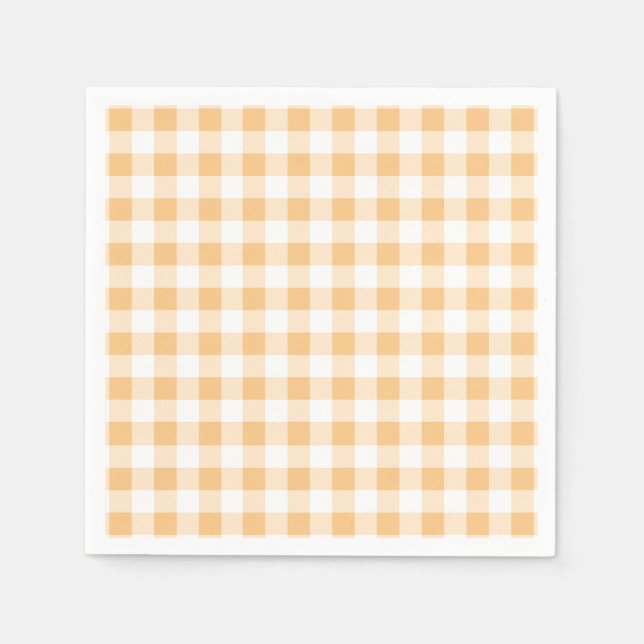 Orange Gingham baby shower Napkins (Front)
