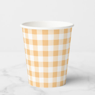 Orange Gingham baby shower Paper Cups