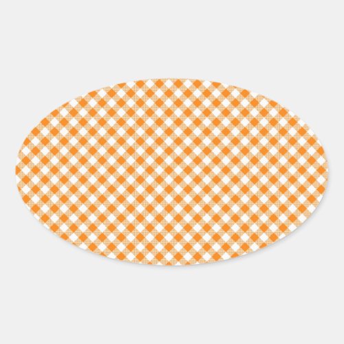 Orange Gingham Background Oval Sticker
