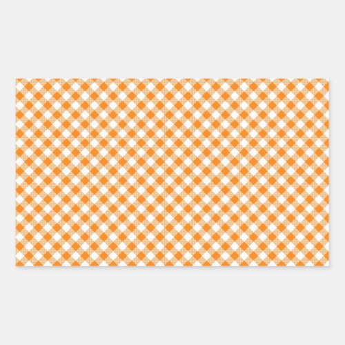 Orange Gingham Background Rectangle Sticker