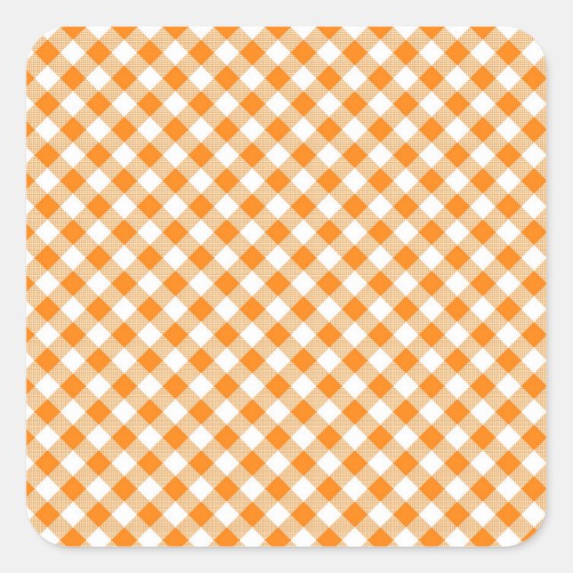 Orange Gingham  Background Square Sticker (Front)