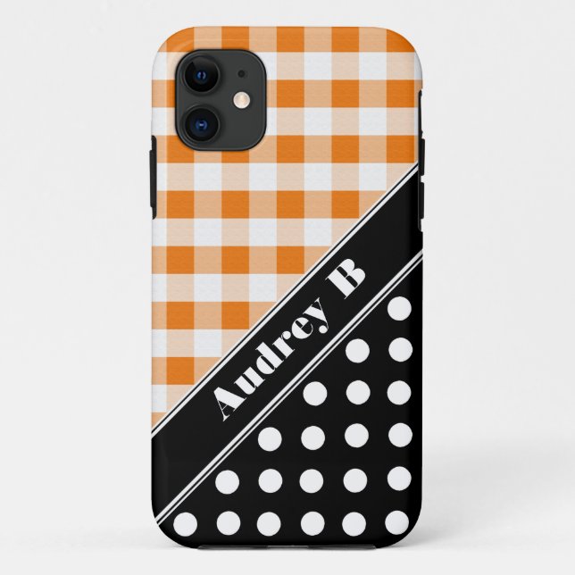 Orange Gingham Black Polka Dot iPhone 5 Case (Back)