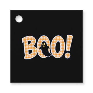 Orange Gingham BOO Ghost Favor Tags