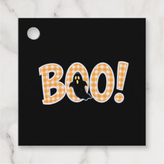 Orange Gingham BOO Ghost Favor Tags