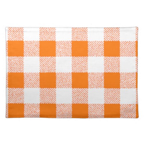 orange gingham check cloth placemat