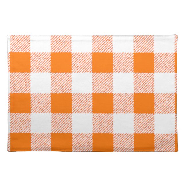 orange gingham check cloth placemat (Front)