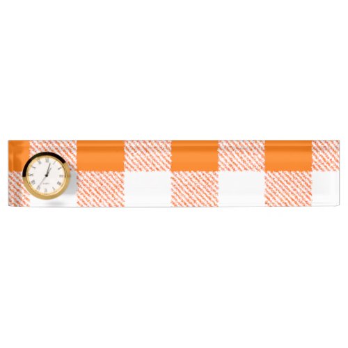 Orange Gingham Check Pattern Name Plate