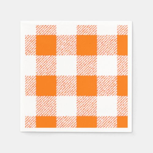 Orange Gingham Check Pattern Napkins