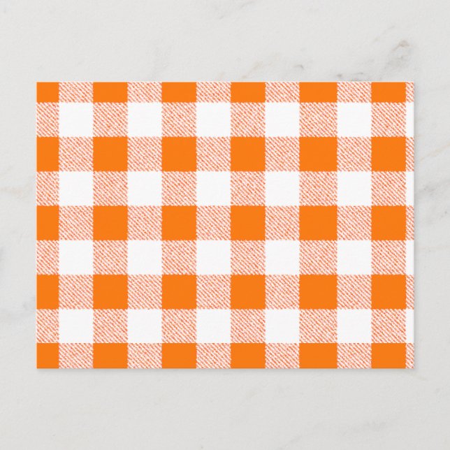 Orange Gingham Check Pattern Postcard (Front)