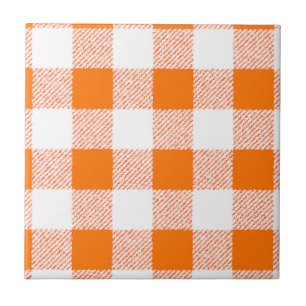Orange Gingham Check Pattern Tile