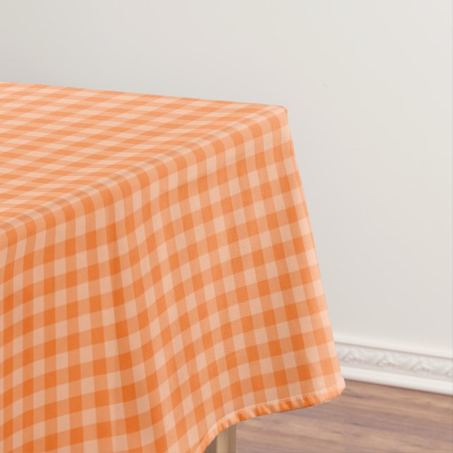 Orange Gingham Checked Pattern | Fall Colors Tablecloth (In Situ)