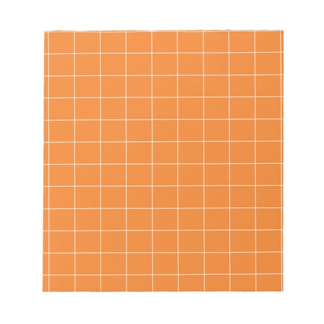 Orange Gingham Checkered Classic Stationary Notepad (Front)