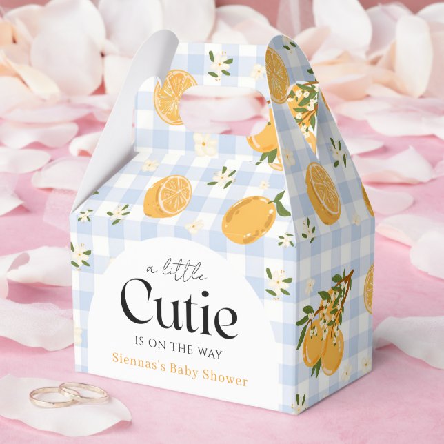 Orange Gingham Citrus Baby Shower Favor Boxes (Wedding)