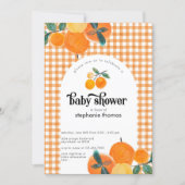 Orange Gingham Citrus Baby Shower Invitation (Front)
