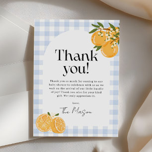 Orange Gingham Citrus Baby Shower Thank You Card