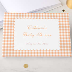 Orange Gingham Classic Baby Shower Guest Book