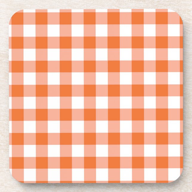 Orange Gingham Coaster (Front)