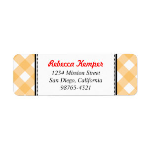 Orange gingham country rustic charm return address label