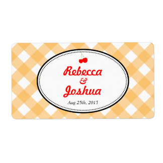 Orange gingham country rustic wedding favor tag