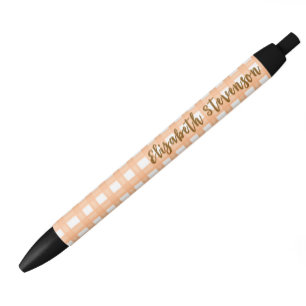 Orange Gingham Custom Script Name Pen