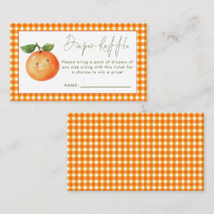 Orange Gingham Cutie Diaper Raffle Baby Shower Enclosure Card