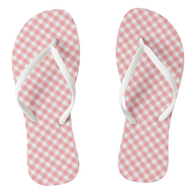 Orange Gingham Design Flip Flops (Footbed)