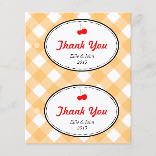 Orange gingham diy wedding gift bag hang tag flyer