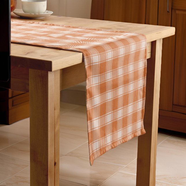 Orange Gingham Fall Autumn Short Table Runner (Creator Uploaded)