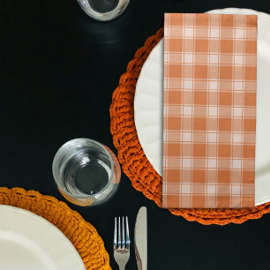 Orange Gingham Fall Autumn Throw Pillow Cloth Napkin