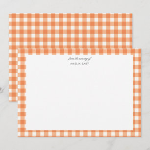 Orange Gingham fall Baby shower notecard