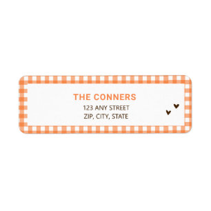 Orange Gingham Fall Baby Shower Return Address Label