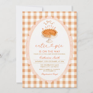Orange Gingham Fall Pie Baby Shower Invitation