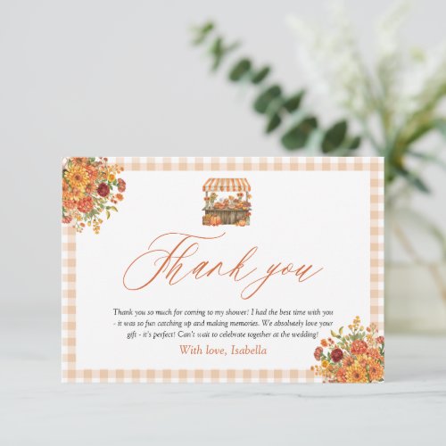 Orange Gingham Fresh Off The Market Thank you Card