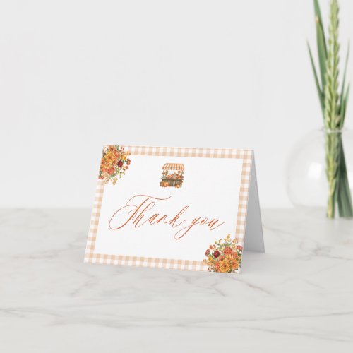 Orange Gingham Fresh Off The Market Thank you Card