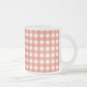 Orange gingham frosted glass coffee mug