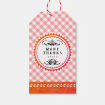 Orange Gingham Gift Tag