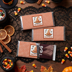Orange Gingham Halloween Witch Hat & Bats Hershey Bar Favors