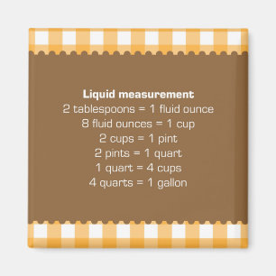 Orange gingham liquid measure chart kitchen helper magnet