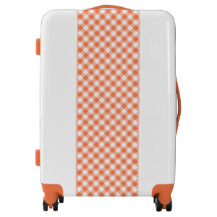 Orange Gingham Luggage Suitcase