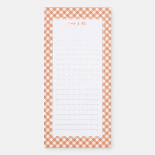 Orange Gingham Magnetic Notepad