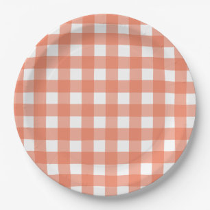 Orange gingham paper plates