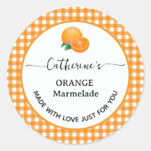 Orange gingham plaid Homemade Marmelade Label