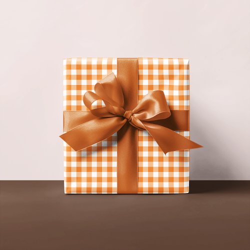 Orange Gingham Plaid Multi Wrapping Paper Sheets