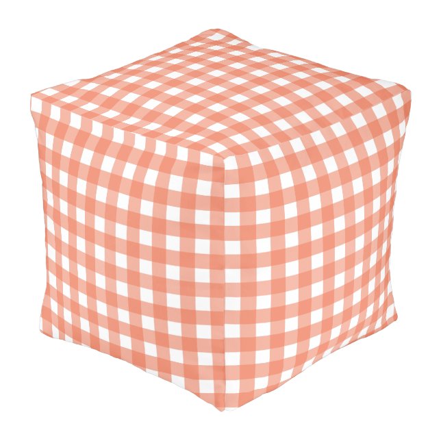 Orange gingham pouf (Angled Front)