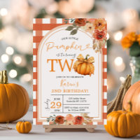 Orange Gingham Pumpkin 2nd Birthday Fall 